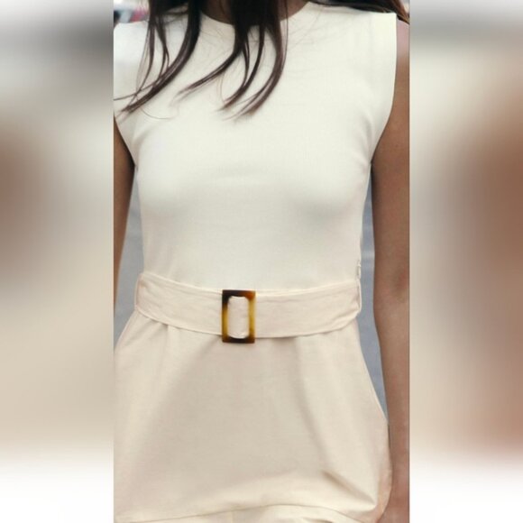 ZARA COMBINATION BELTED DRESS - Picture 4 of 7